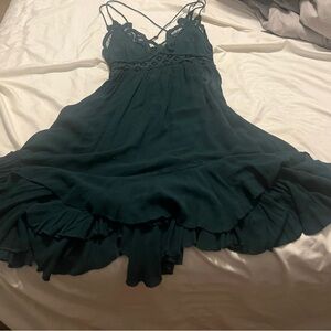 Free People Green Babydoll Mini Dress